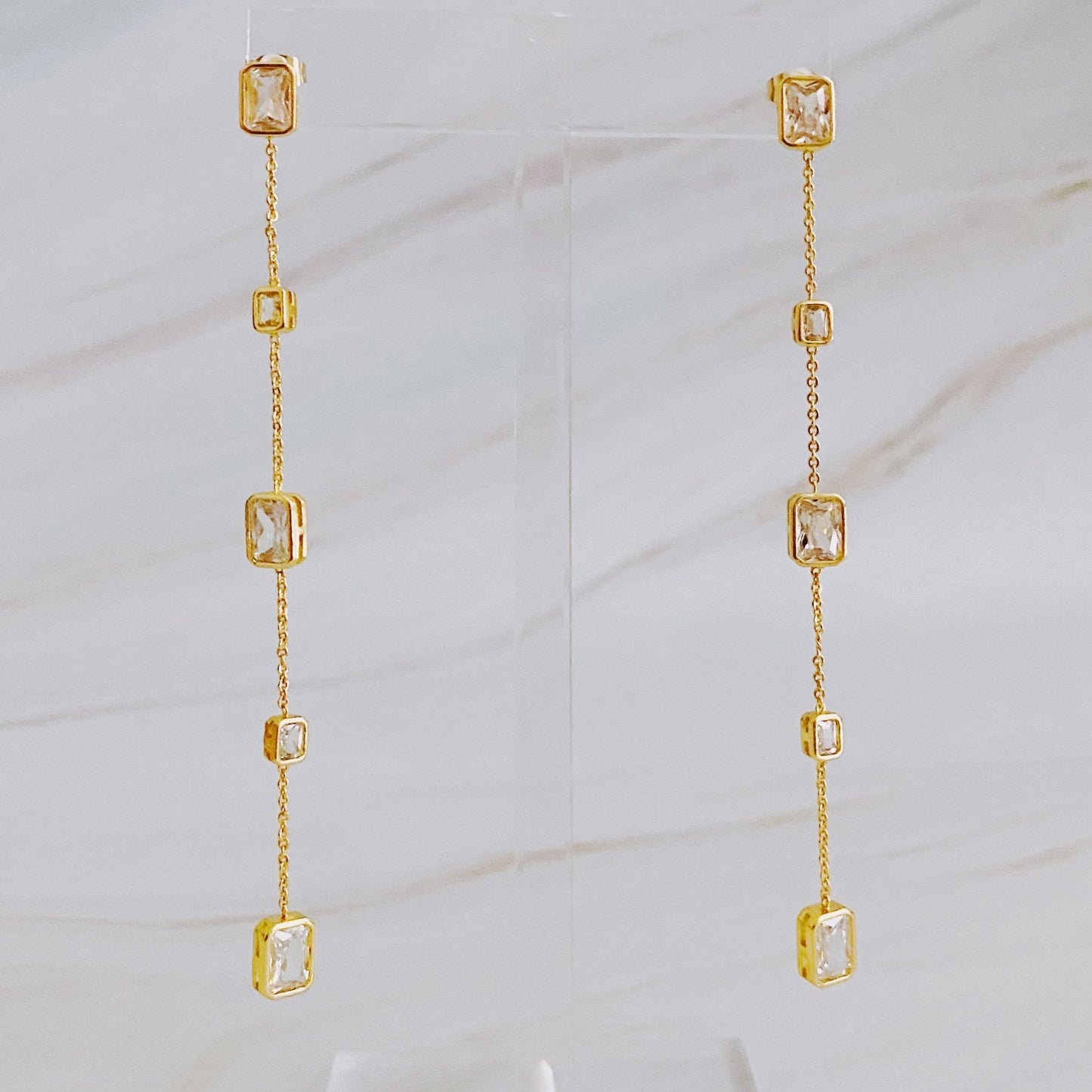 Five Stones Dangle Drop Earrings - HAWI SHOPPING