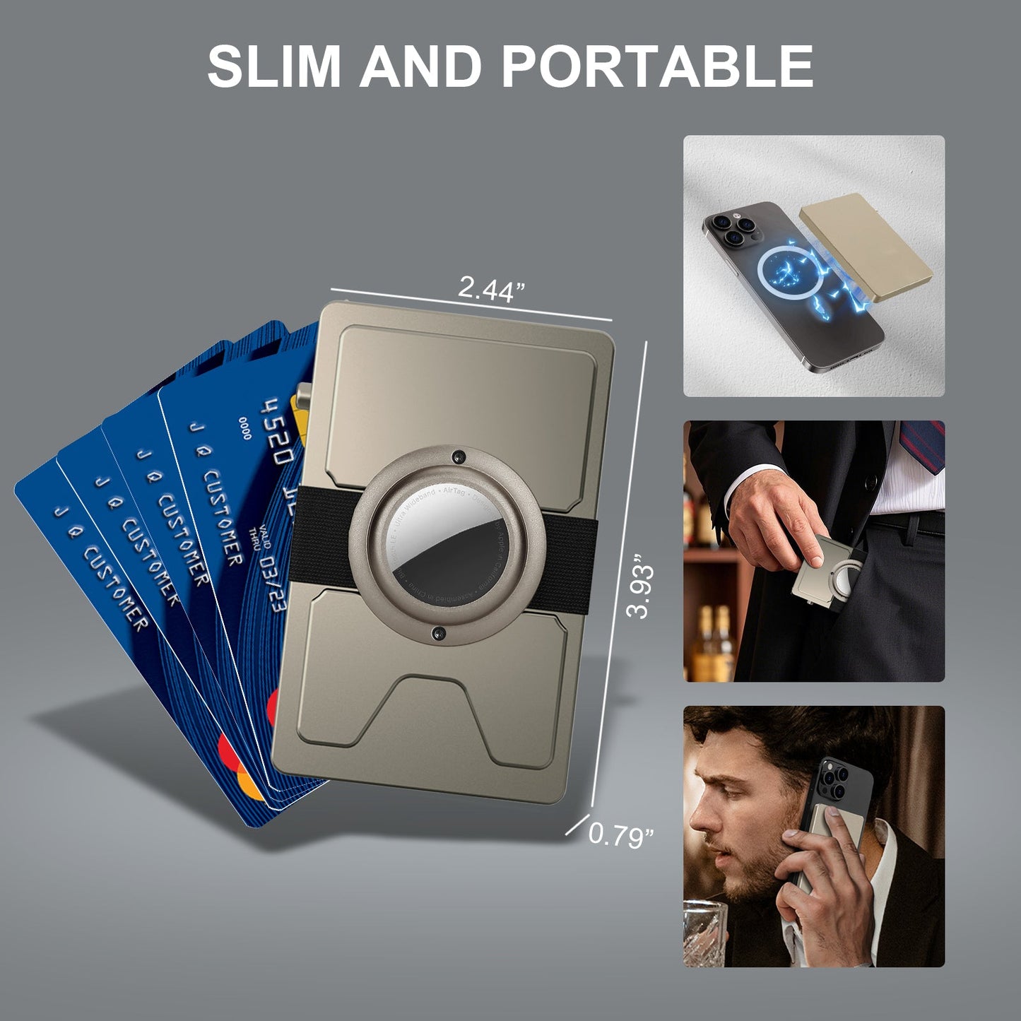 TOYFID All - Aluminum Pop Up Slide Rfid Slim Card Holder Wallet With Airtag Holder - HAWI SHOPPING
