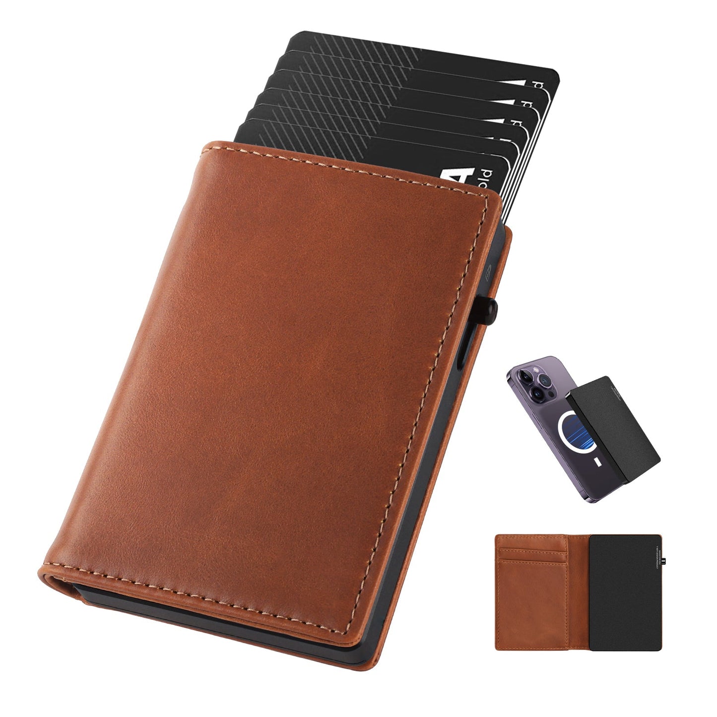 TOYFID Aluminum Alloy Wallet With Genuine Leather Cover Men's Billfolds - HAWI SHOPPING