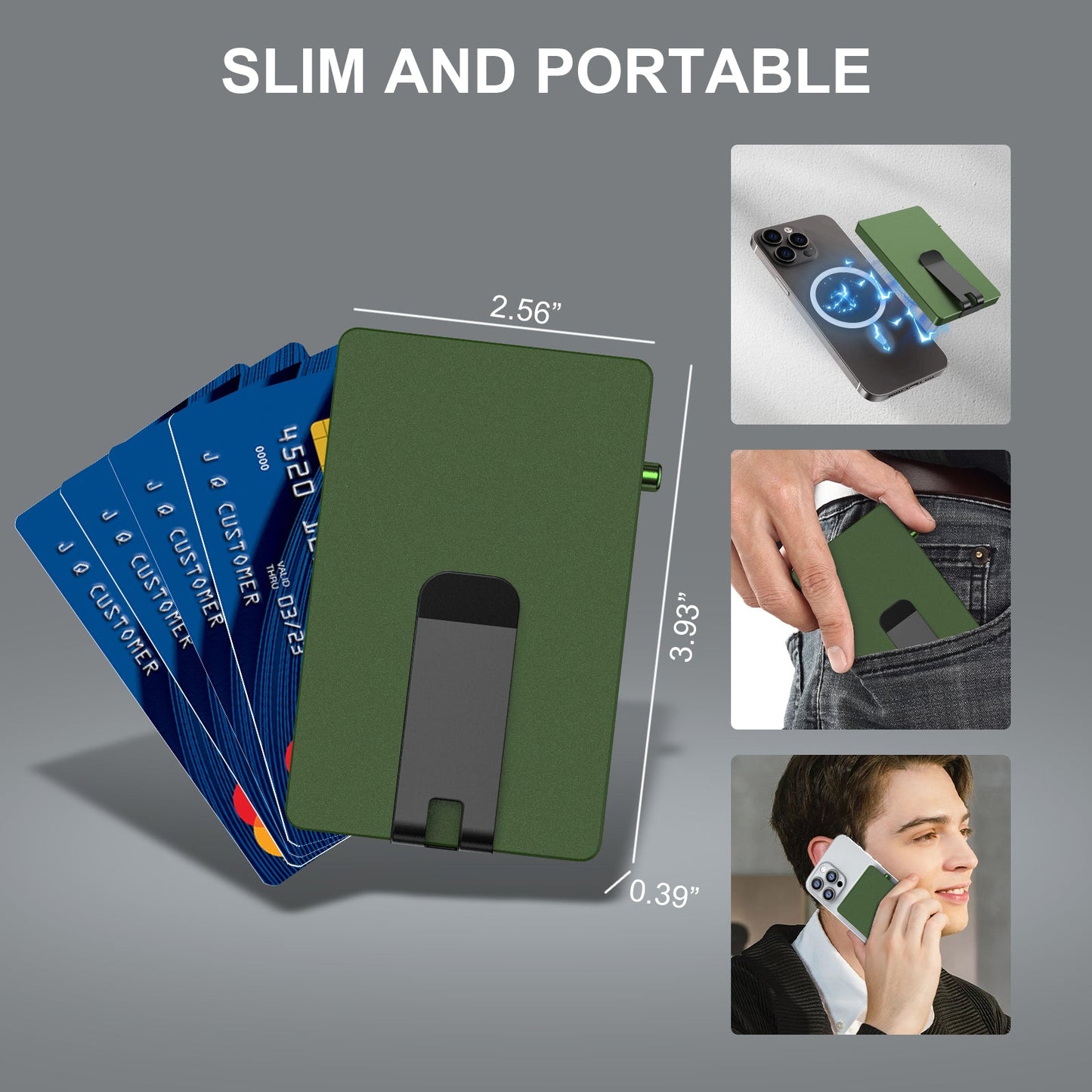 Minimalist Pop up Wallet with Money Clip, All Aluminum Slide Rfid Slim Card Holder - HAWI SHOPPING
