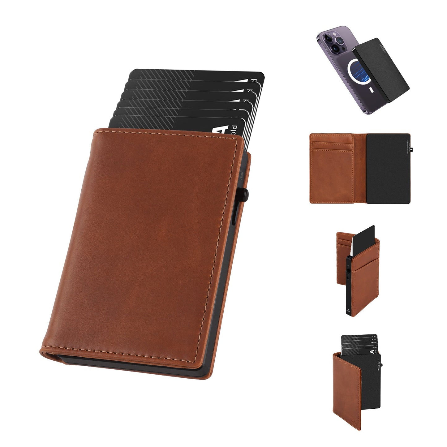 TOYFID Aluminum Alloy Wallet With Genuine Leather Cover Men's Billfolds - HAWI SHOPPING
