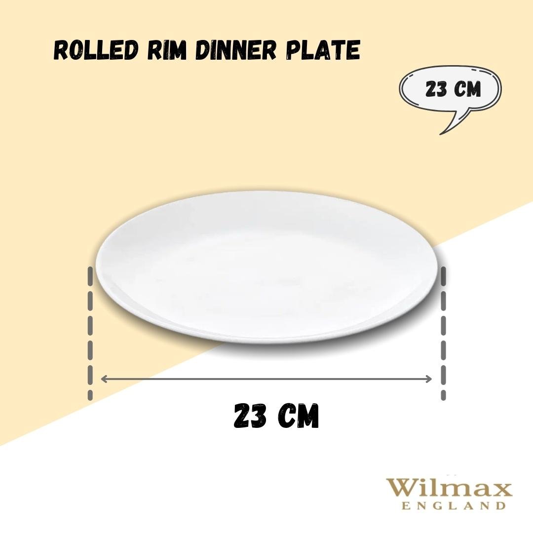 Professional Rolled Rim White Dinner Plate 9" inch | 23 Cm - HAWI SHOPPING