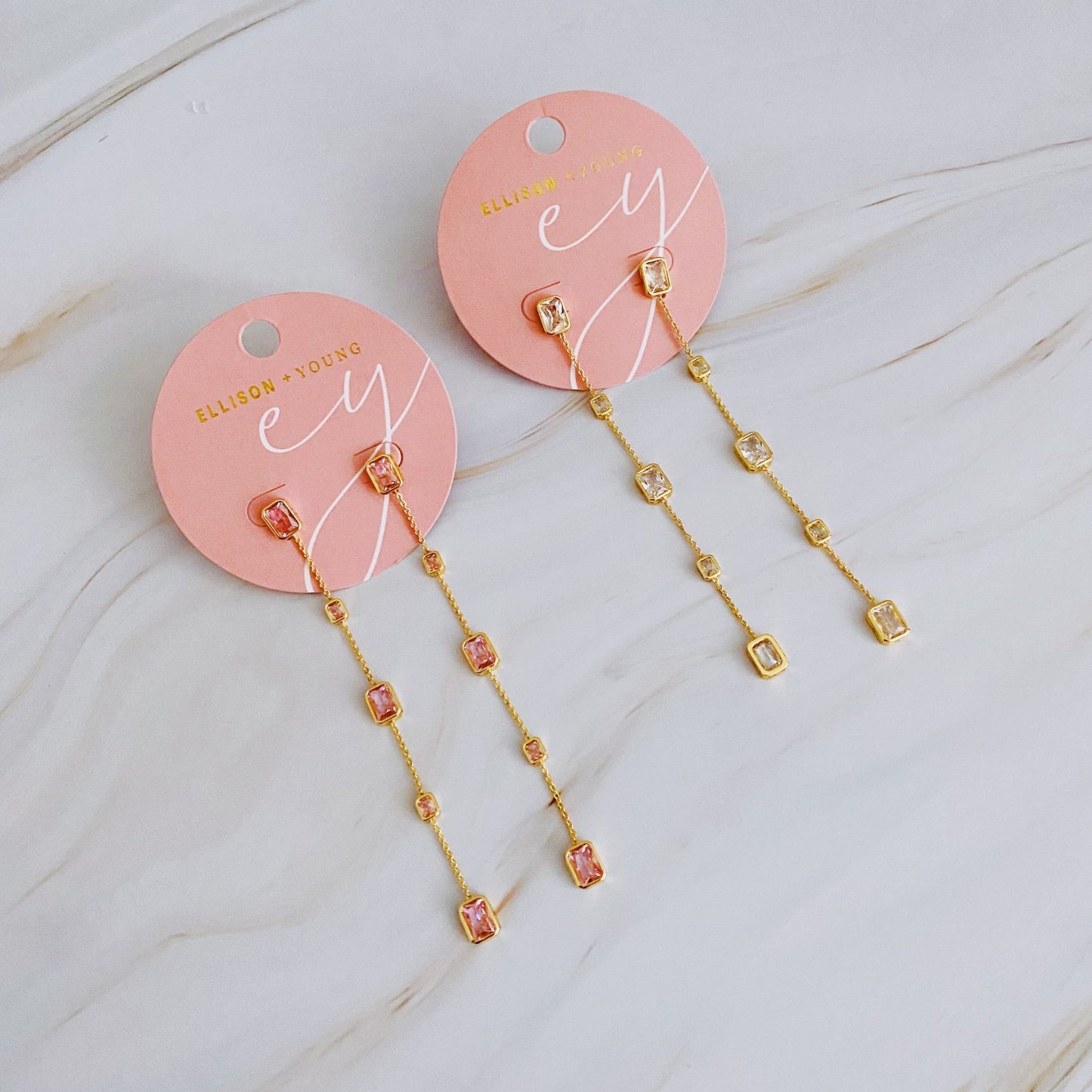 Five Stones Dangle Drop Earrings - HAWI SHOPPING