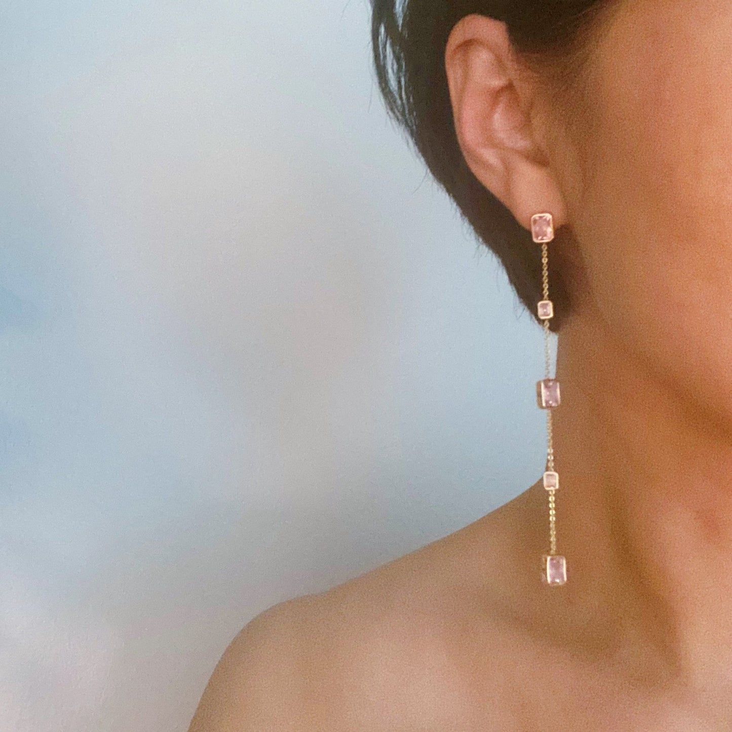 Five Stones Dangle Drop Earrings - HAWI SHOPPING