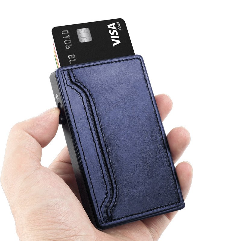 TOYFID Wallet With PU Leather Cover,Aluminum Alloy Pop Up Wallet Holder Card - HAWI SHOPPING