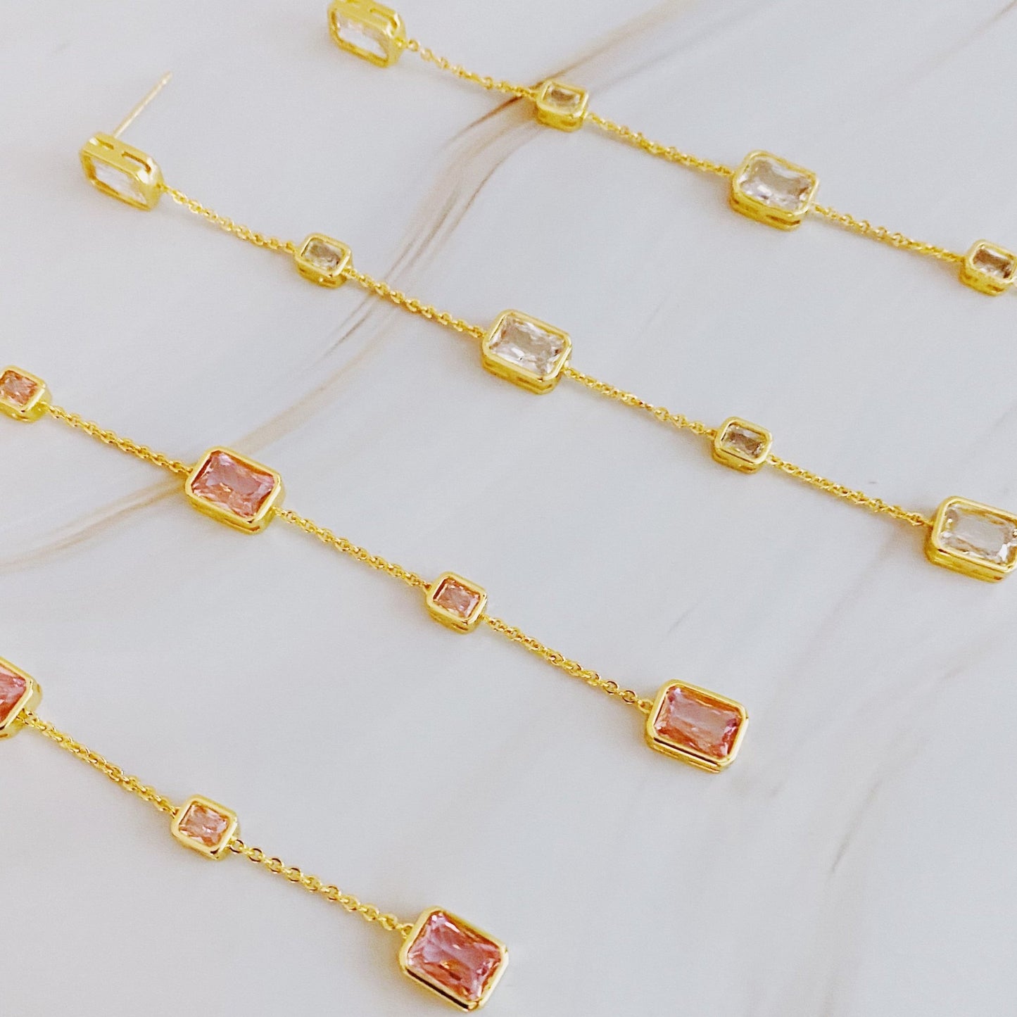 Five Stones Dangle Drop Earrings - HAWI SHOPPING