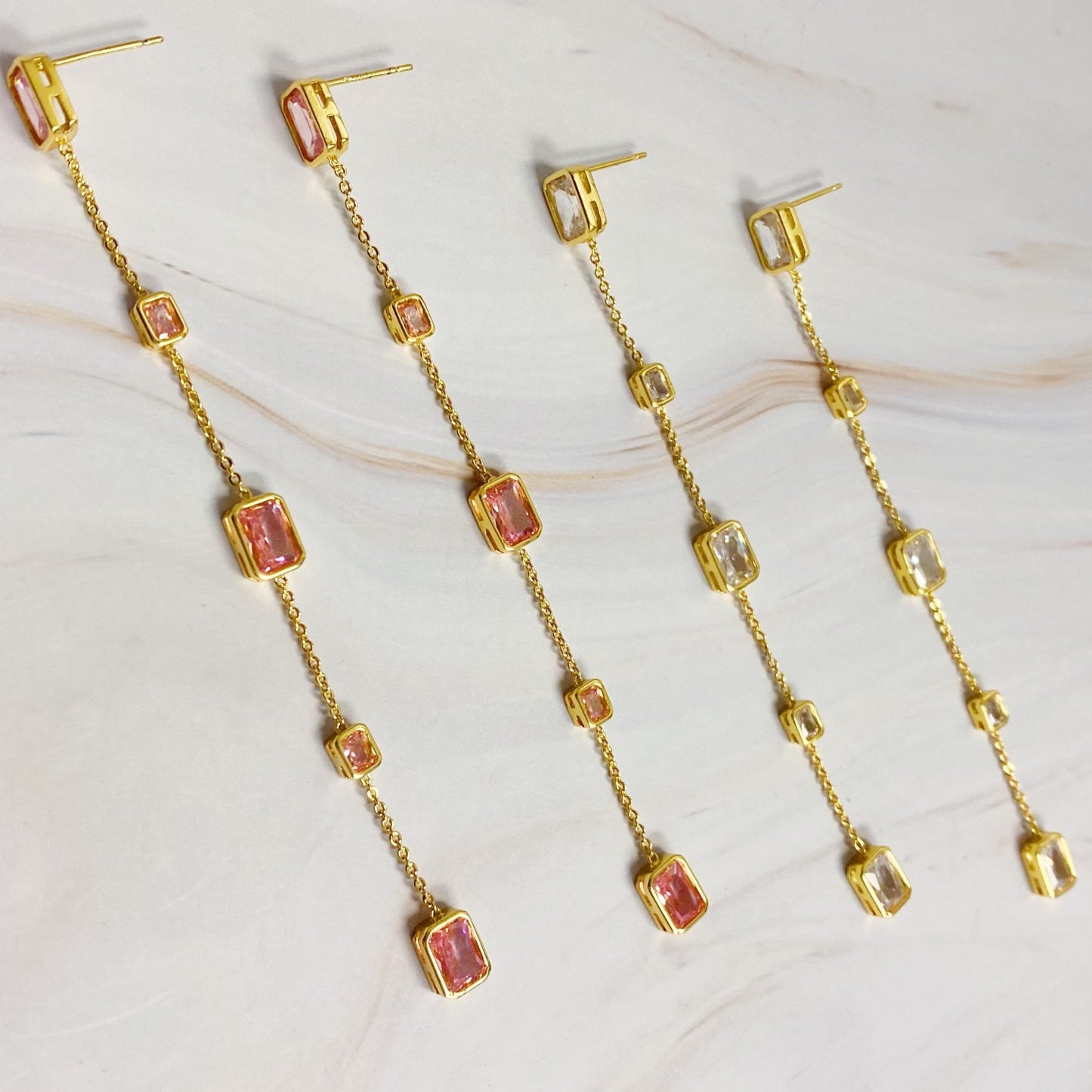 Five Stones Dangle Drop Earrings - HAWI SHOPPING