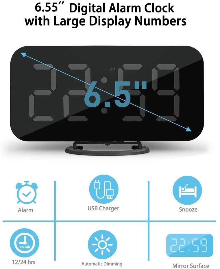 Digital Alarm Clock, Large 6.5" - HAWI SHOPPING