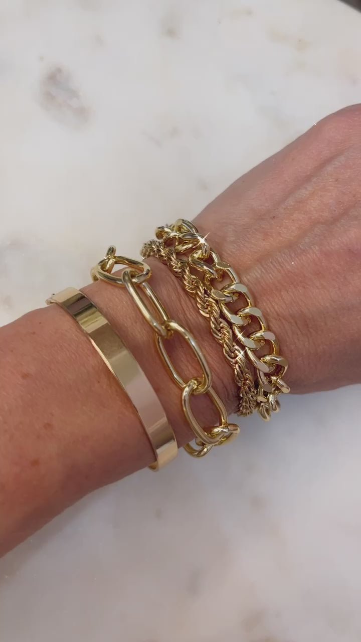 Curb Gold Cuban Four Set Chain Bracelets - HAWI SHOPPING