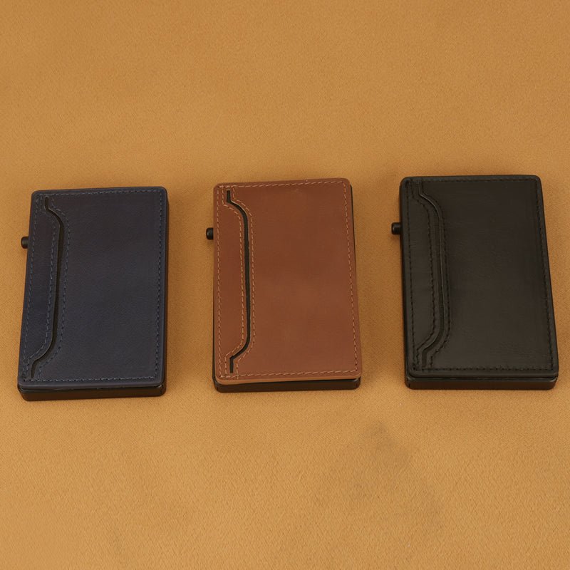 TOYFID Wallet With PU Leather Cover,Aluminum Alloy Pop Up Wallet Holder Card - HAWI SHOPPING