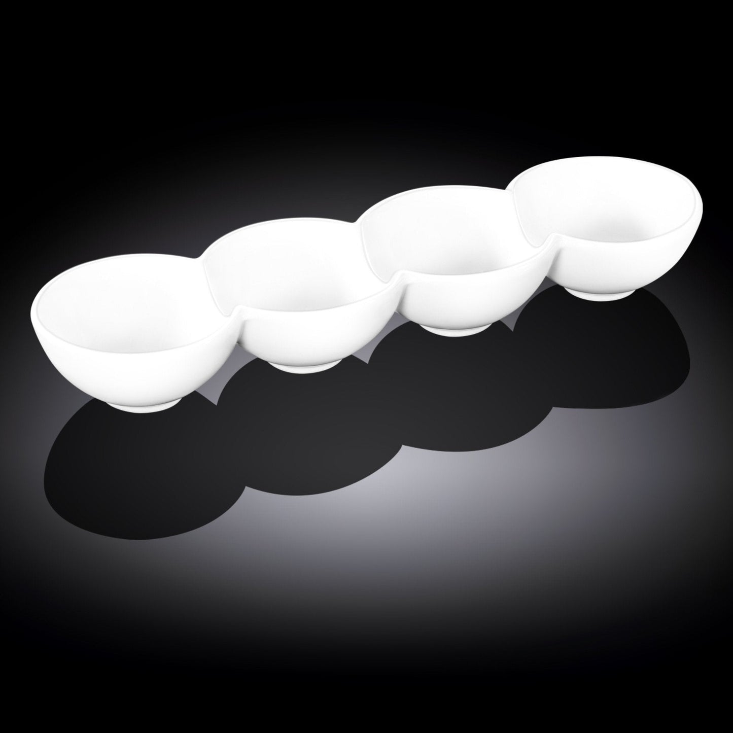 White 4 Part Divided Dish 12" inch X 3.25" inch X 1.5" inch | 30 X 8 X 4 Cm - HAWI SHOPPING