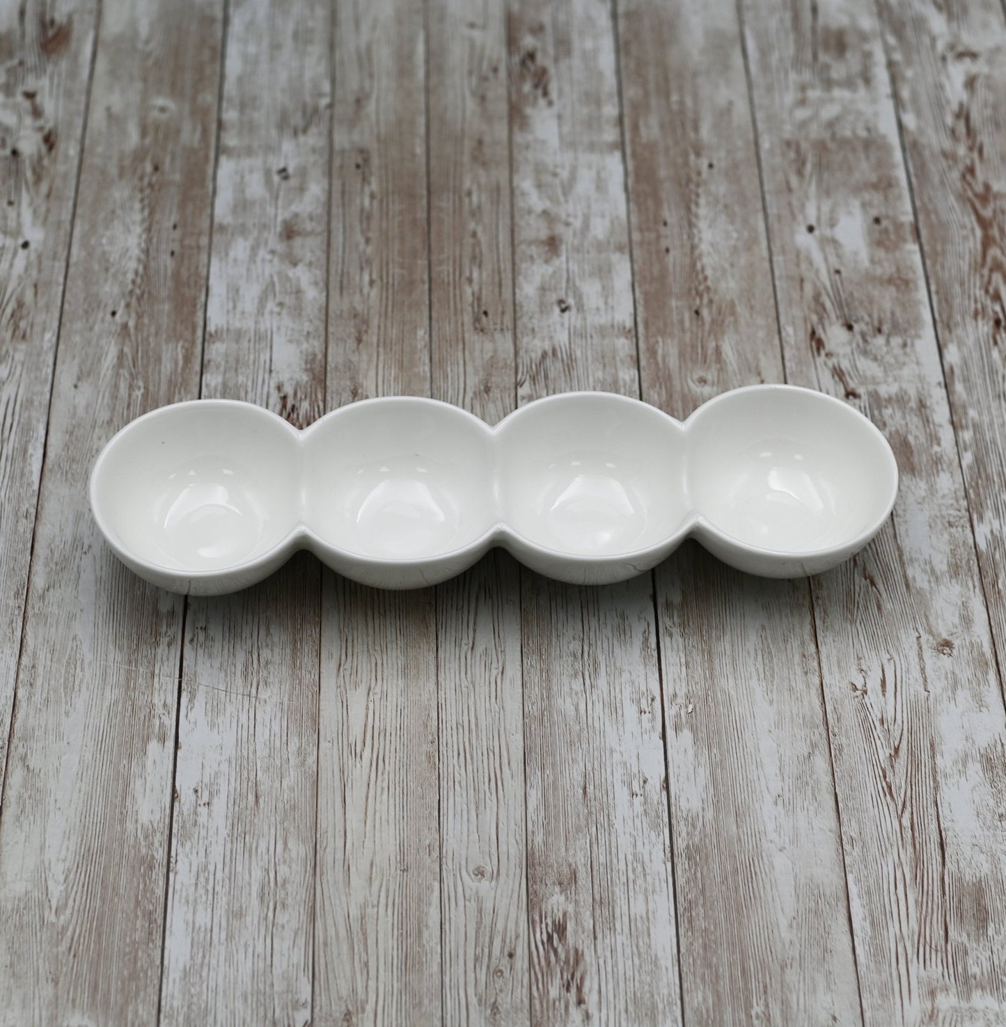 White 4 Part Divided Dish 12" inch X 3.25" inch X 1.5" inch | 30 X 8 X 4 Cm - HAWI SHOPPING
