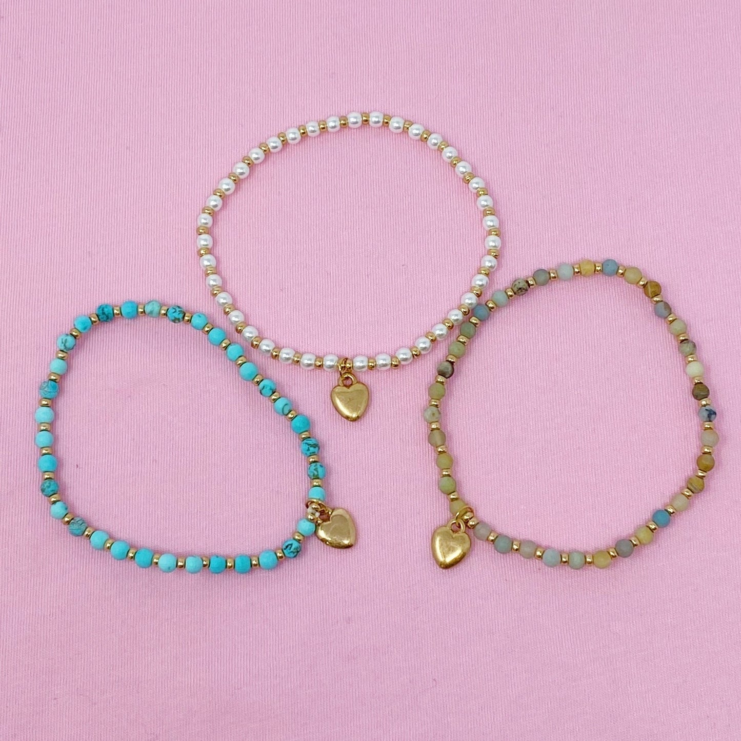 Stone Bead Heart Anklet - HAWI SHOPPING