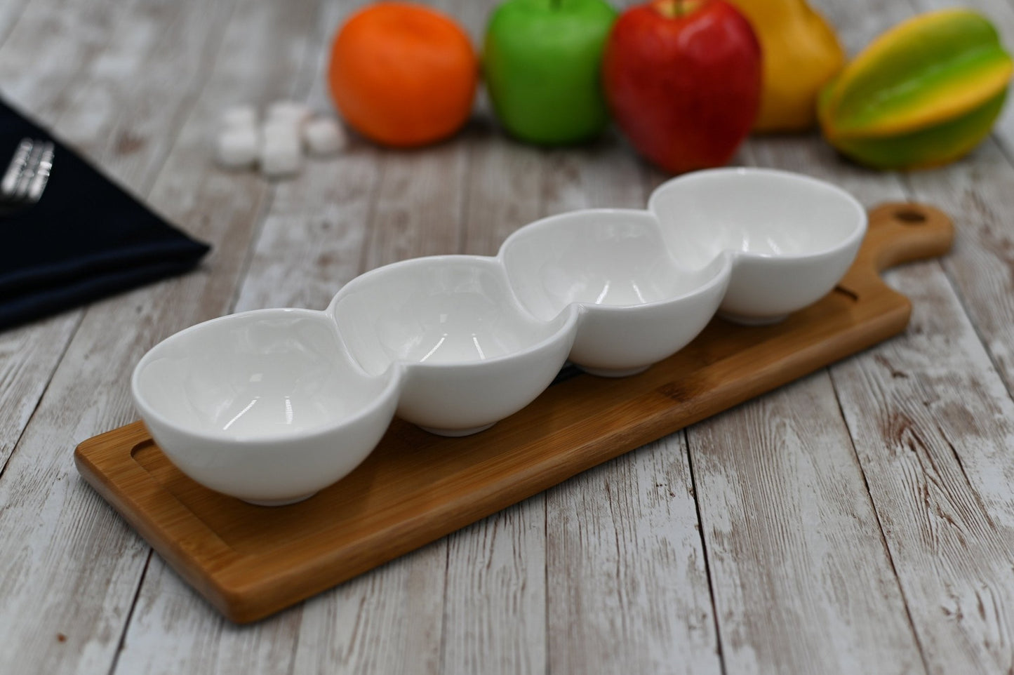White 4 Part Divided Dish 12" inch X 3.25" inch X 1.5" inch | 30 X 8 X 4 Cm - HAWI SHOPPING