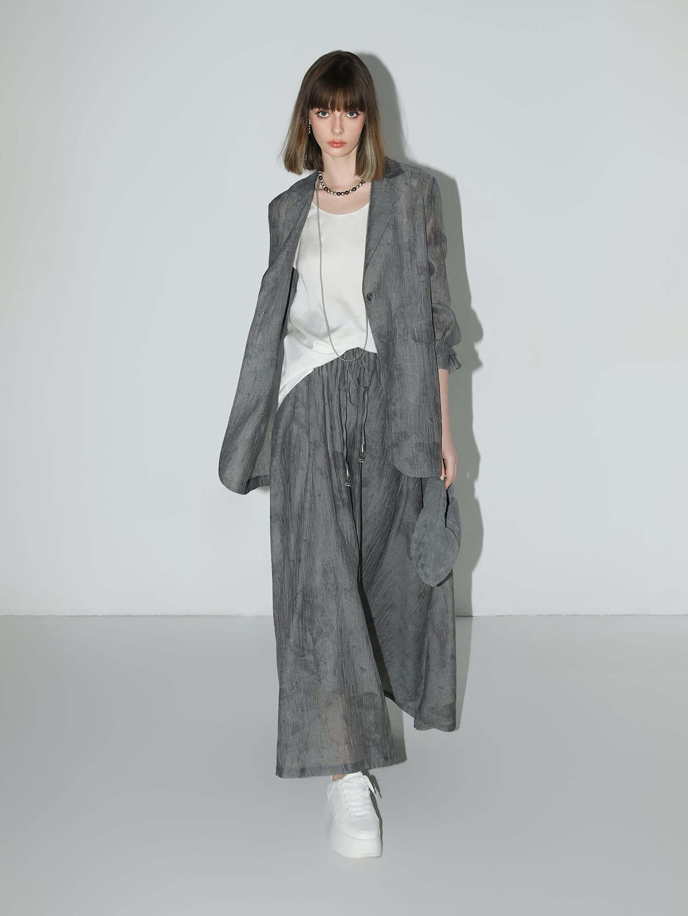 Ink - Washed Draped Striped Blazer - HAWI SHOPPING