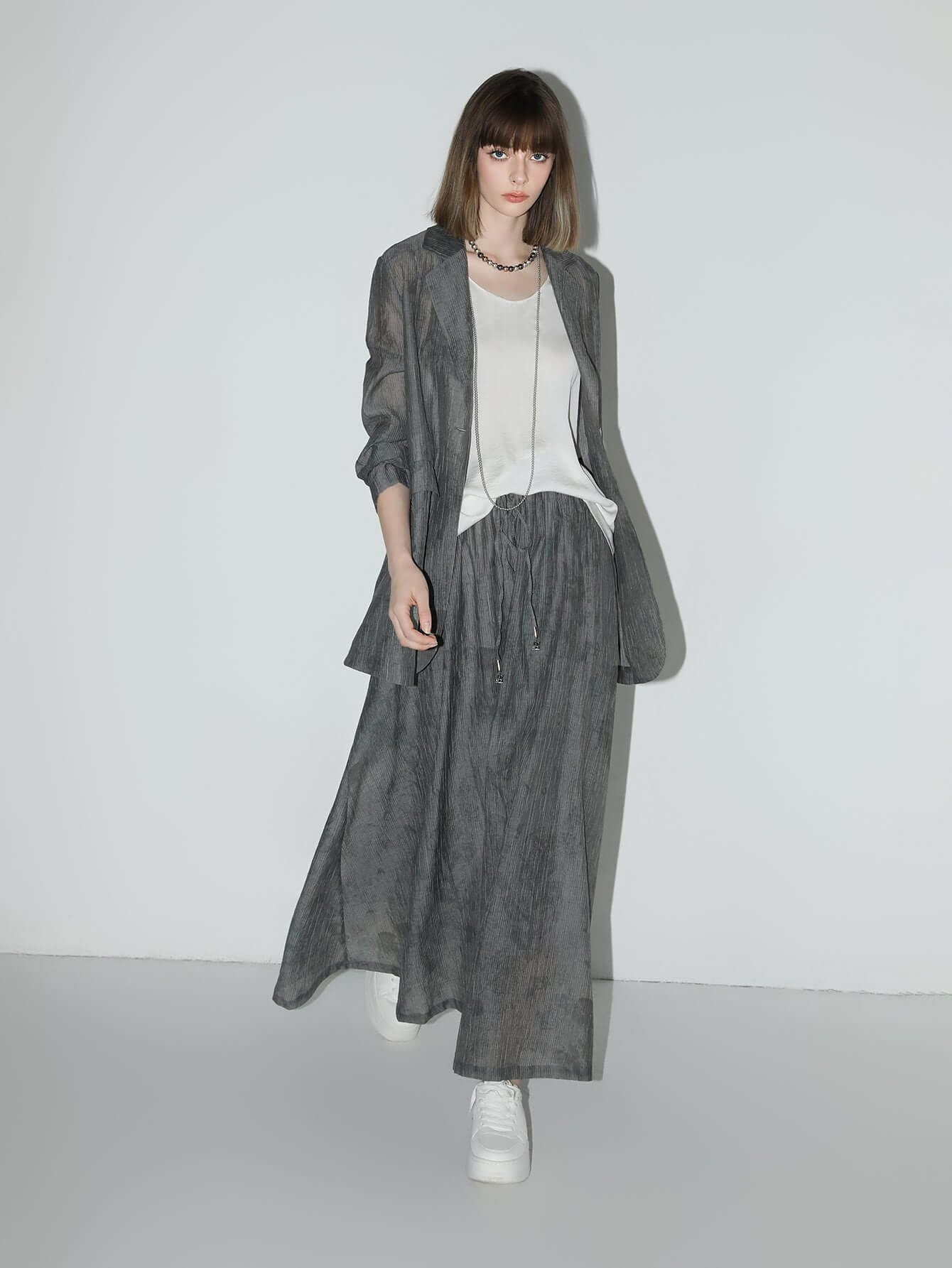 Ink - Washed Draped Striped Blazer - HAWI SHOPPING