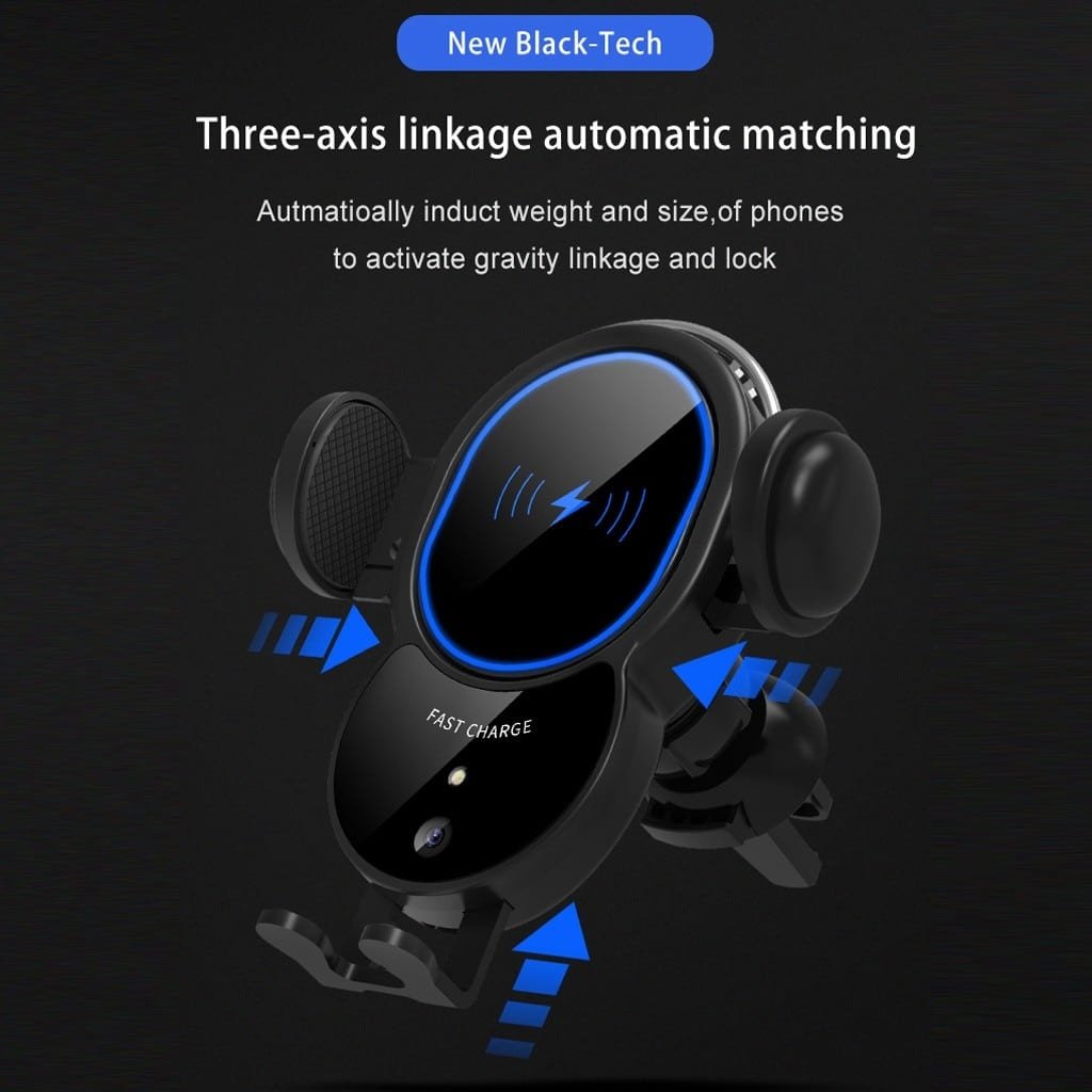 10W Wireless Triangle Mount Automatic Clamping Car Fast Charger - HAWI SHOPPING