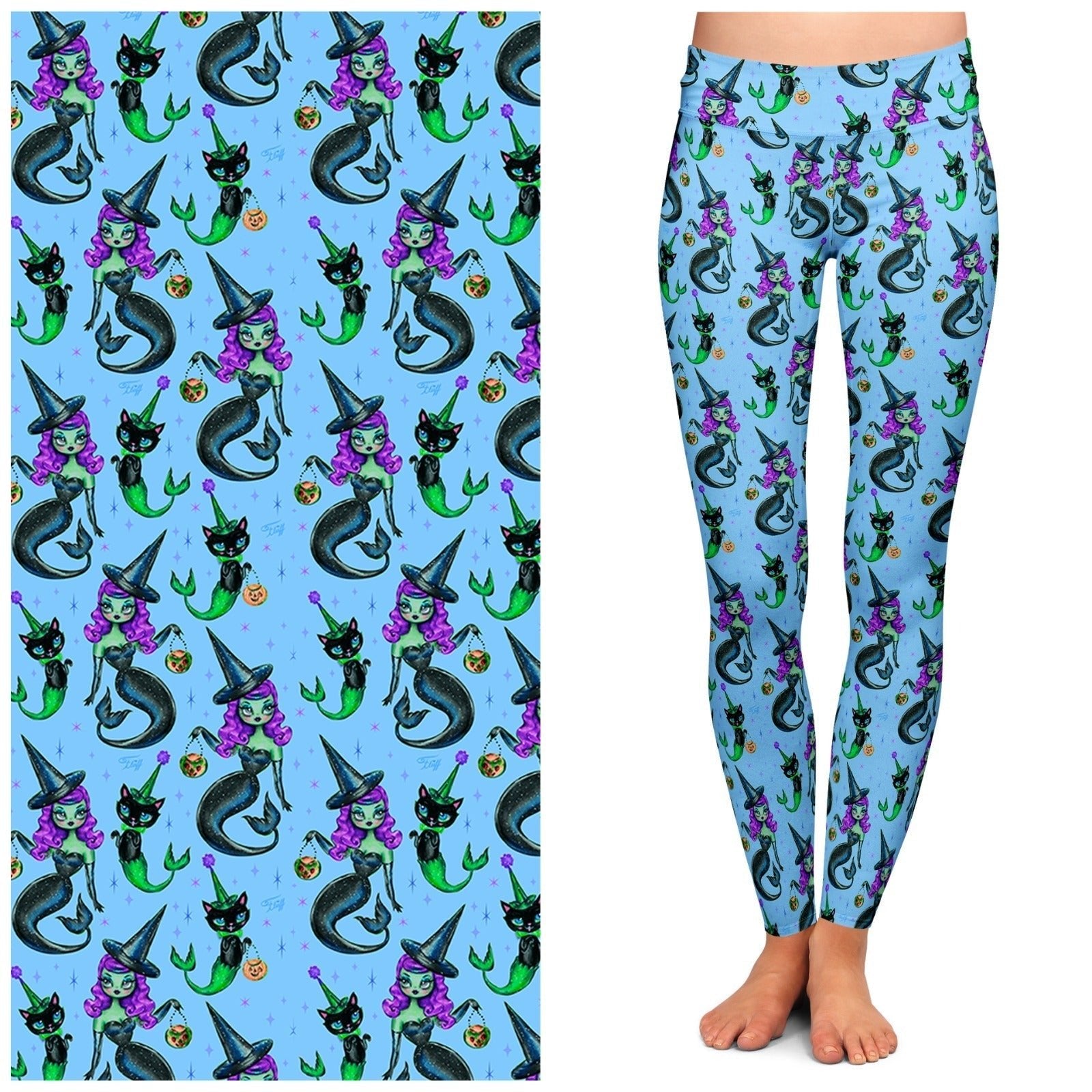 "MerWitch & Her MerCat" Leggings by Miss Fluff x Lipstick & Chrome - HAWI SHOPPING