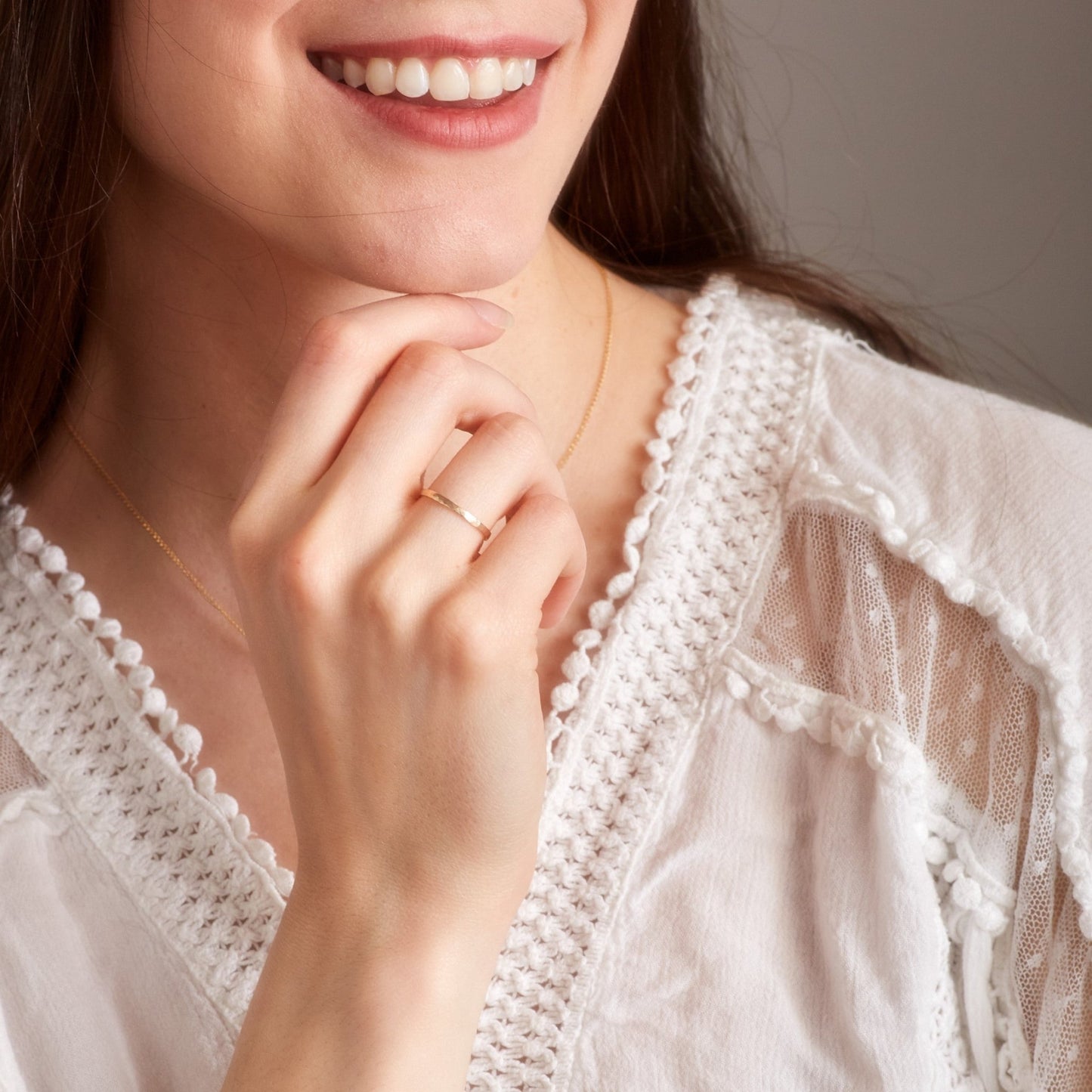 14KT Gold Hammered Stacking Ring - HAWI SHOPPING