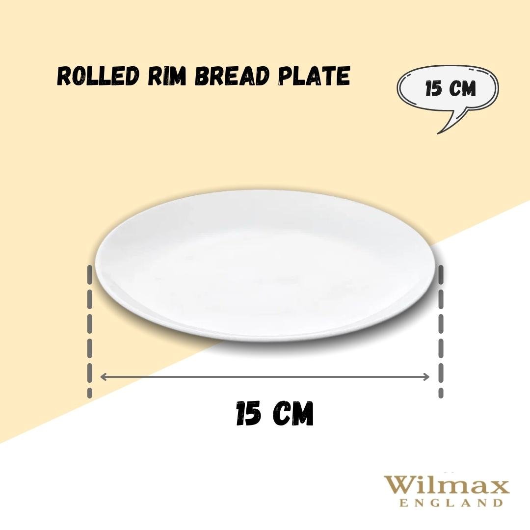 Professional Rolled Rim White Bread Plate 6" inch | 15 Cm - HAWI SHOPPING