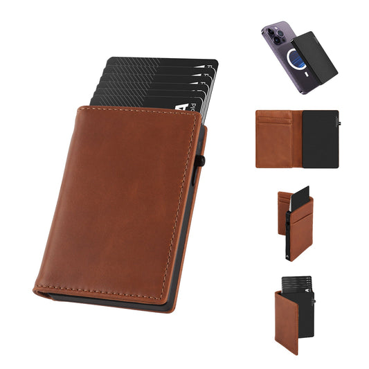 TOYFID Aluminum Alloy Wallet With Genuine Leather Cover Men's Billfolds - HAWI SHOPPING