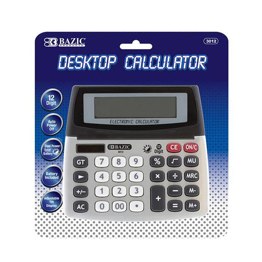 12 - Digit Dual Power Desktop Calculator w/ Adjustable Display - HAWI SHOPPING