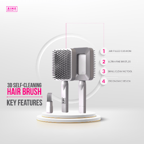 3D Self - cleaning Deluxe Hair Brush by BimeBeauty - HAWI SHOPPING