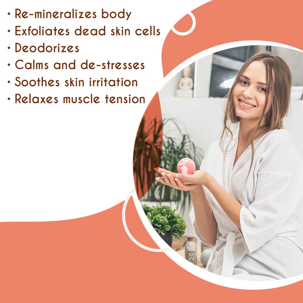 Himalayan Pink Salt Bath Ball by Pride of India – Easily Soluble – Good for Refreshing & Hydrating Bath – Mineral Rich Spa Ritual – Easy to Use - Ideal Gift for Any Occasion - HAWI SHOPPING