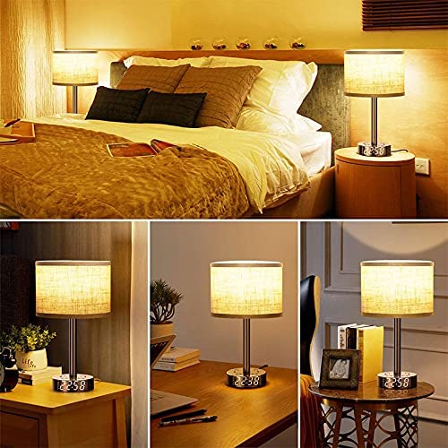 Bedside Table Lamp Alarm Clock Charging - 3 Brightness Level - HAWI SHOPPING