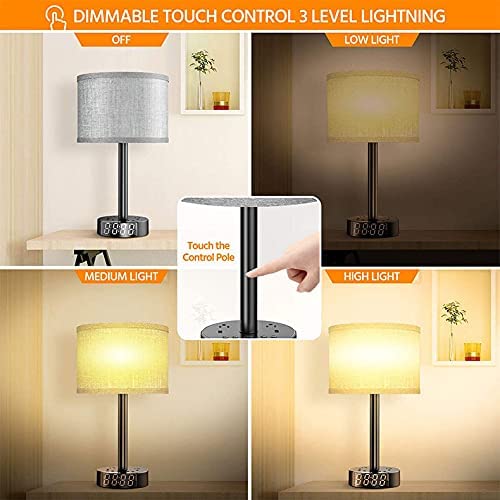 Bedside Table Lamp Alarm Clock Charging - 3 Brightness Level - HAWI SHOPPING