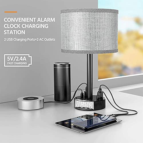 Bedside Table Lamp Alarm Clock Charging - 3 Brightness Level - HAWI SHOPPING