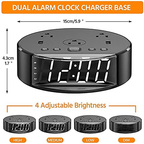 Bedside Table Lamp Alarm Clock Charging - 3 Brightness Level - HAWI SHOPPING