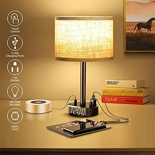 Bedside Table Lamp Alarm Clock Charging - 3 Brightness Level - HAWI SHOPPING