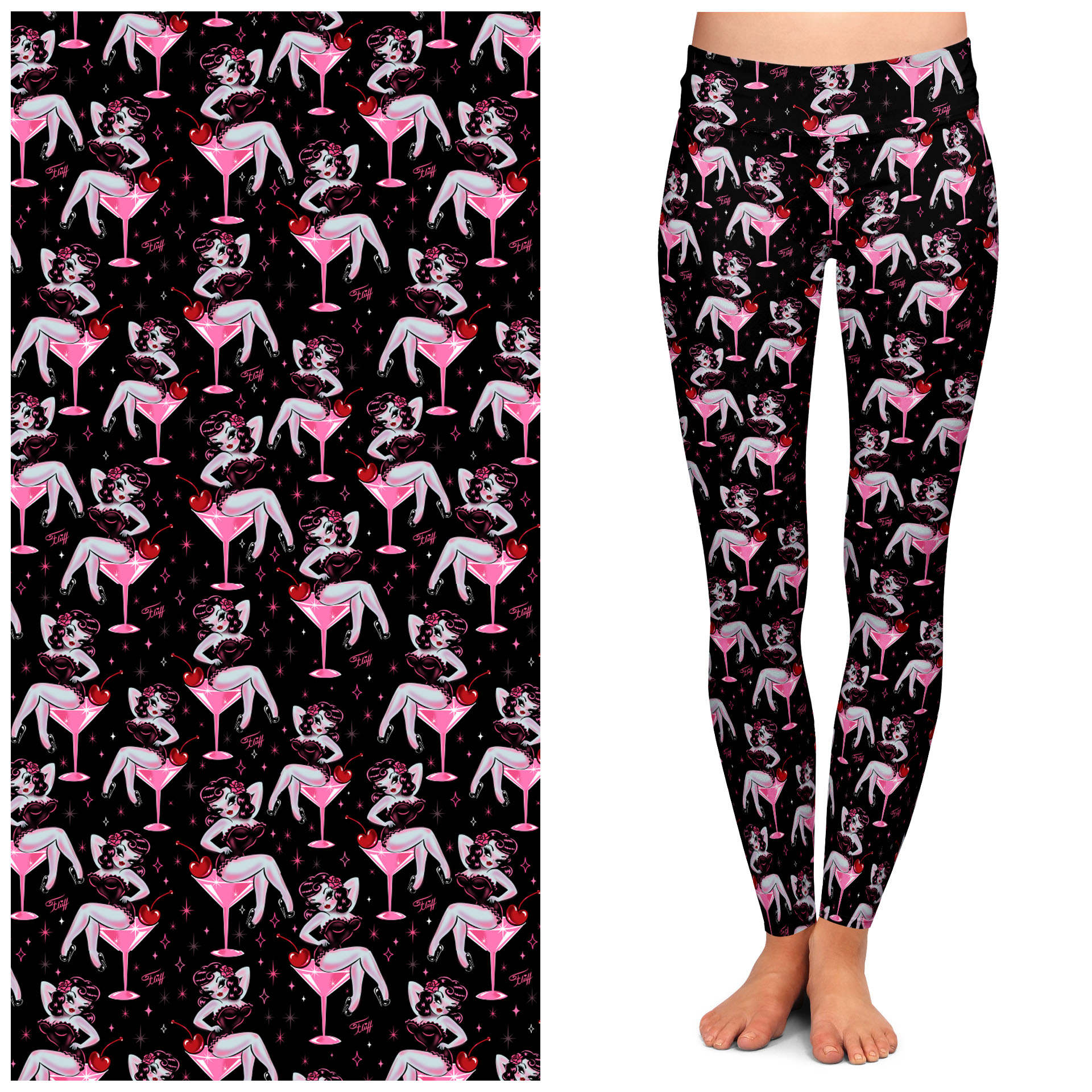 "Cocktail Crush" Leggings by Miss Fluff x Lipstick & Chrome - HAWI SHOPPING