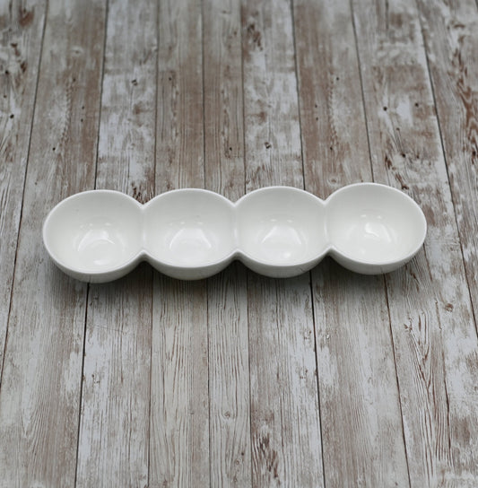 White 4 Part Divided Dish 12" inch X 3.25" inch X 1.5" inch | 30 X 8 X 4 Cm - HAWI SHOPPING