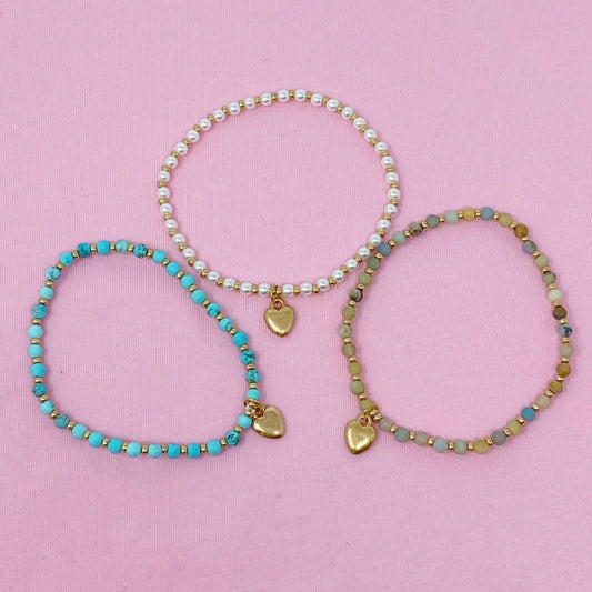 Stone Bead Heart Anklet - HAWI SHOPPING