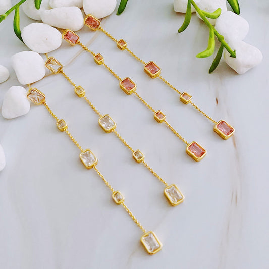 Five Stones Dangle Drop Earrings - HAWI SHOPPING