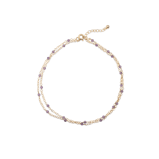 Amethyst Layered Anklet - HAWI SHOPPING