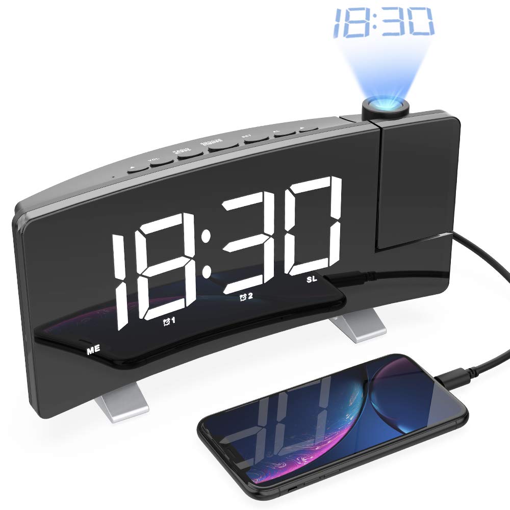 Digital LED Light Projection Alarm Clock With Wireless Phone Charger - HAWI SHOPPING