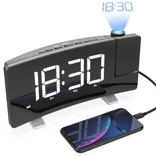Digital LED Light Projection Alarm Clock With Wireless Phone Charger - HAWI SHOPPING