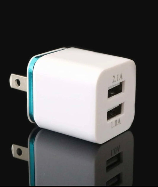 USB Wall Charger Plug Block Cube 2 Port Portable Fast Charger - HAWI SHOPPING