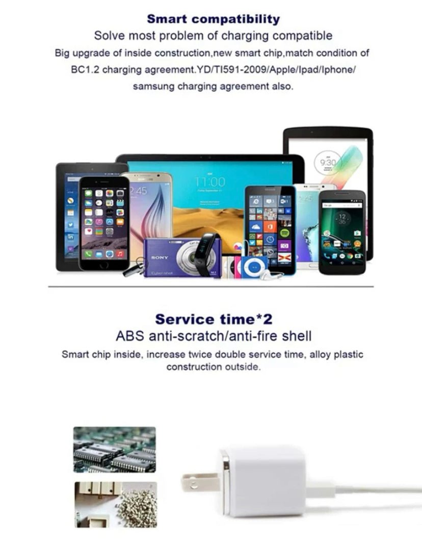 USB Wall Charger Plug Block Cube 2 Port Portable Fast Charger - HAWI SHOPPING