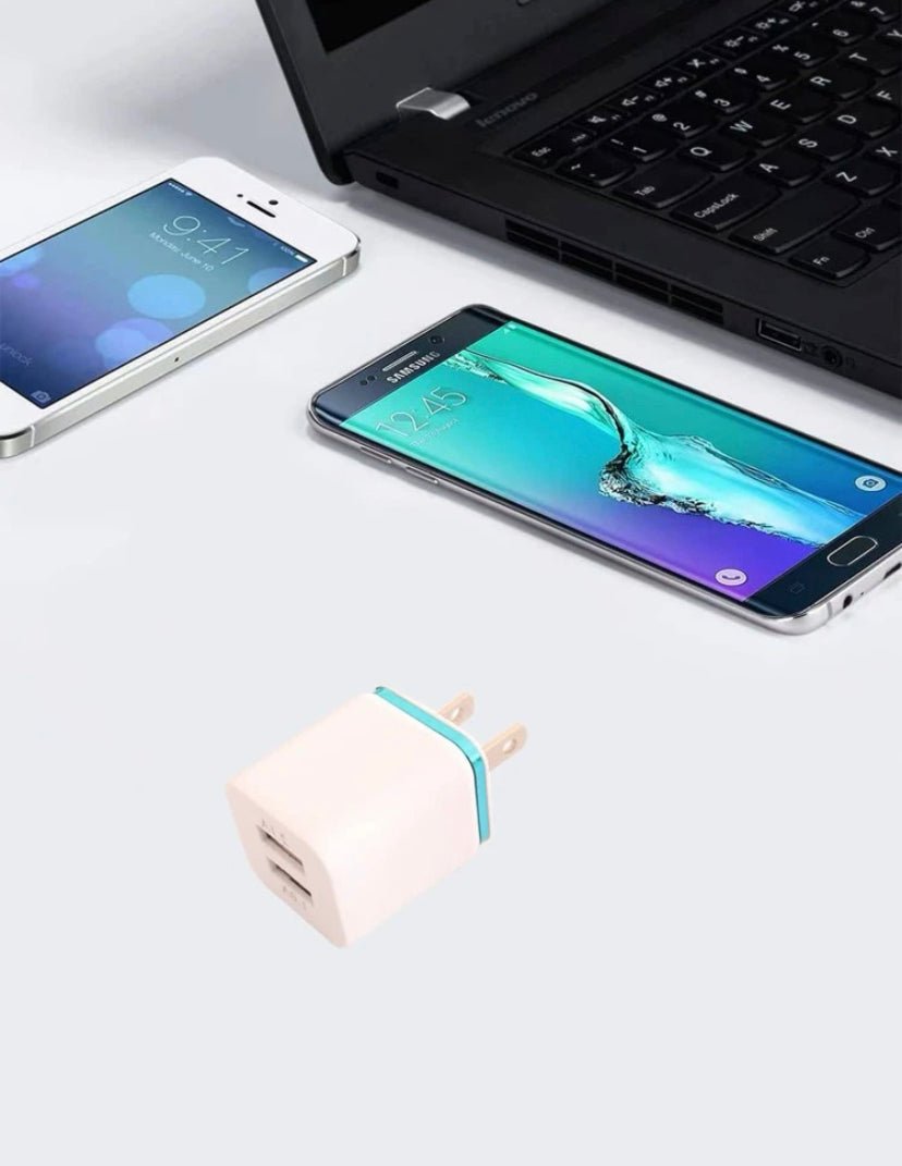 USB Wall Charger Plug Block Cube 2 Port Portable Fast Charger - HAWI SHOPPING