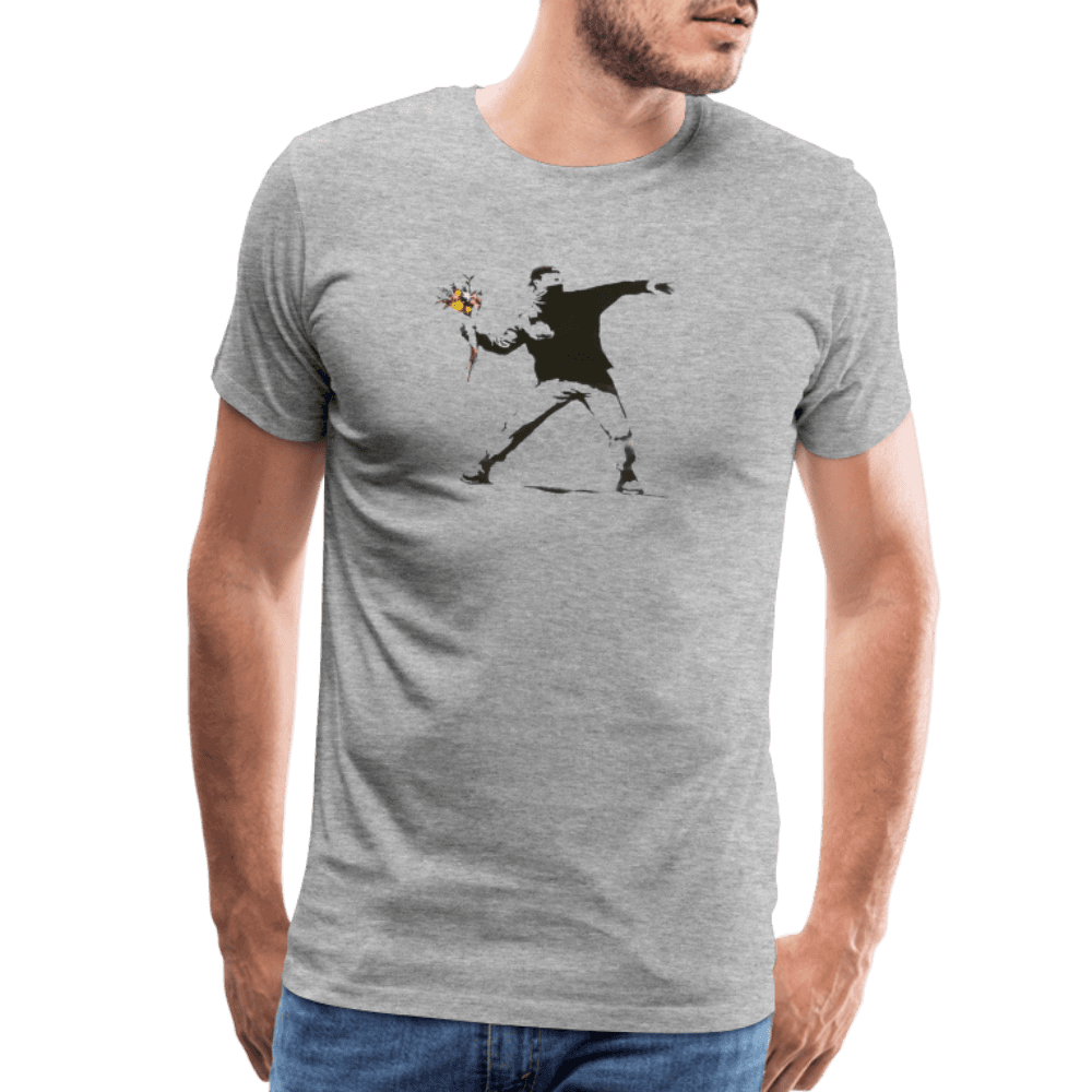 Banksy Flower Thrower Artwork T-Shirt - HAWI SHOPPING