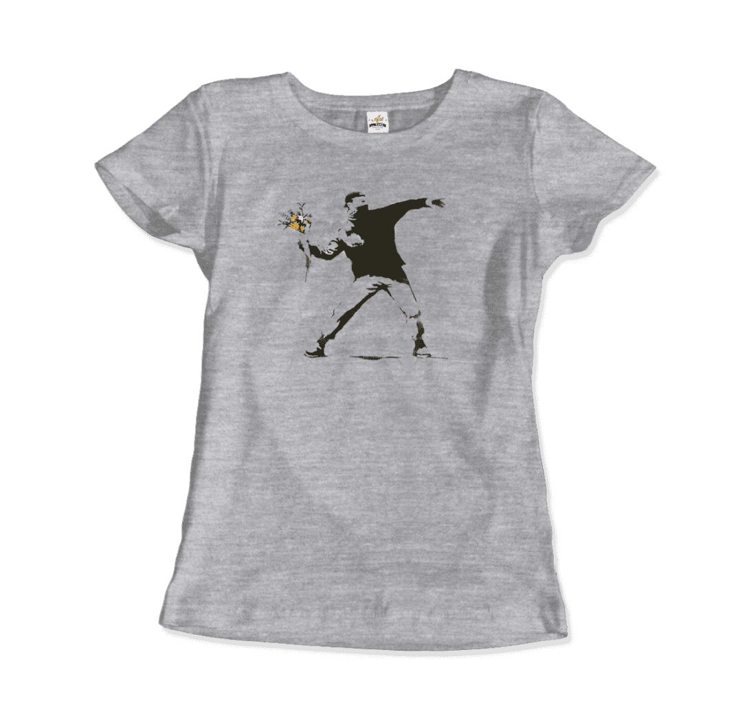 Banksy Flower Thrower Artwork T-Shirt - HAWI SHOPPING