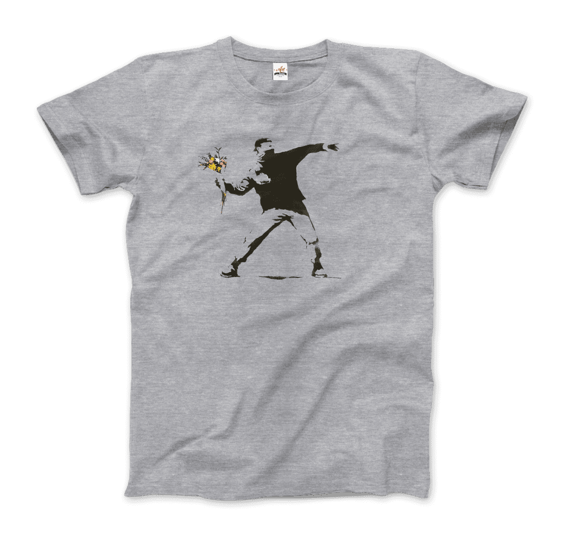 Banksy Flower Thrower Artwork T-Shirt - HAWI SHOPPING