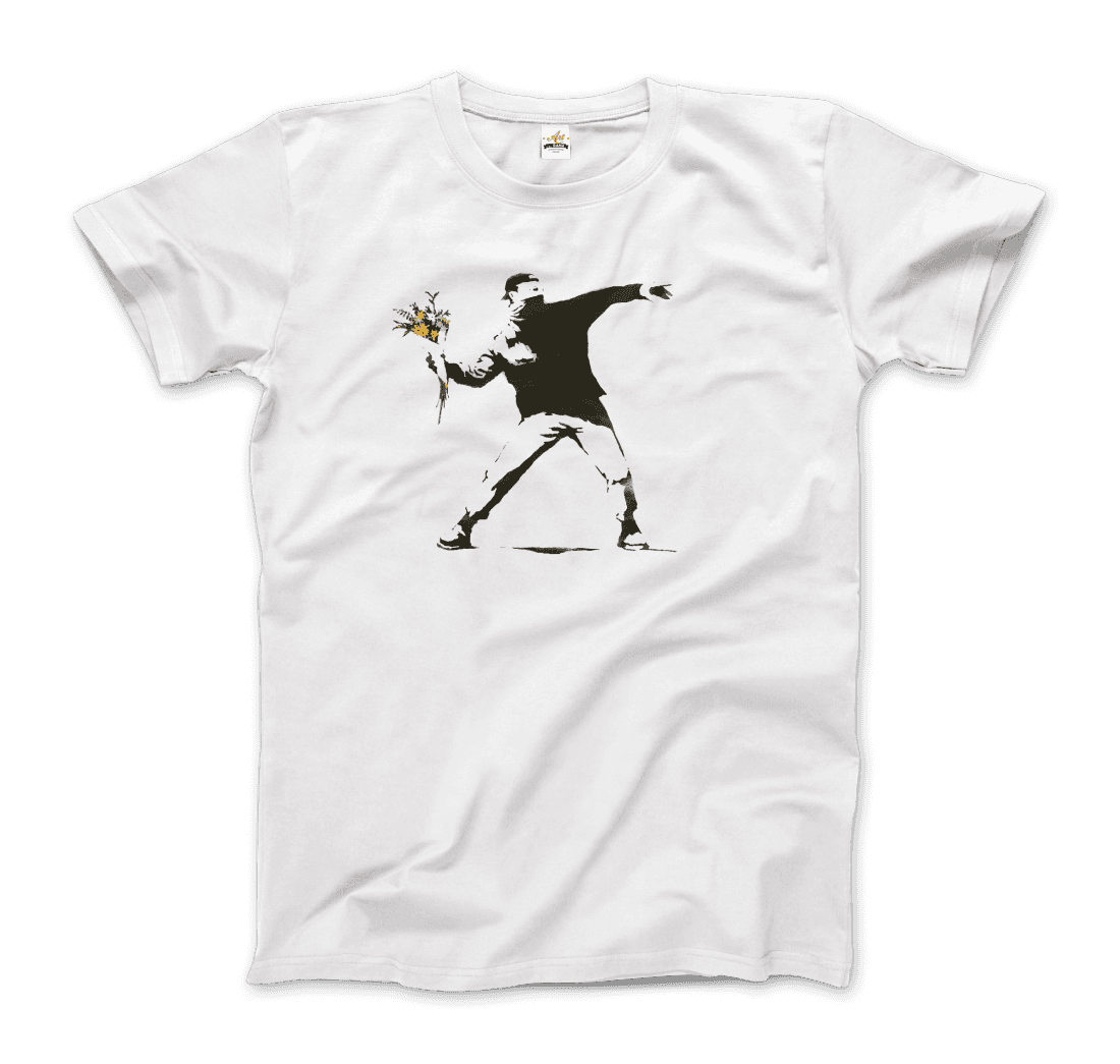 Banksy Flower Thrower Artwork T-Shirt - HAWI SHOPPING