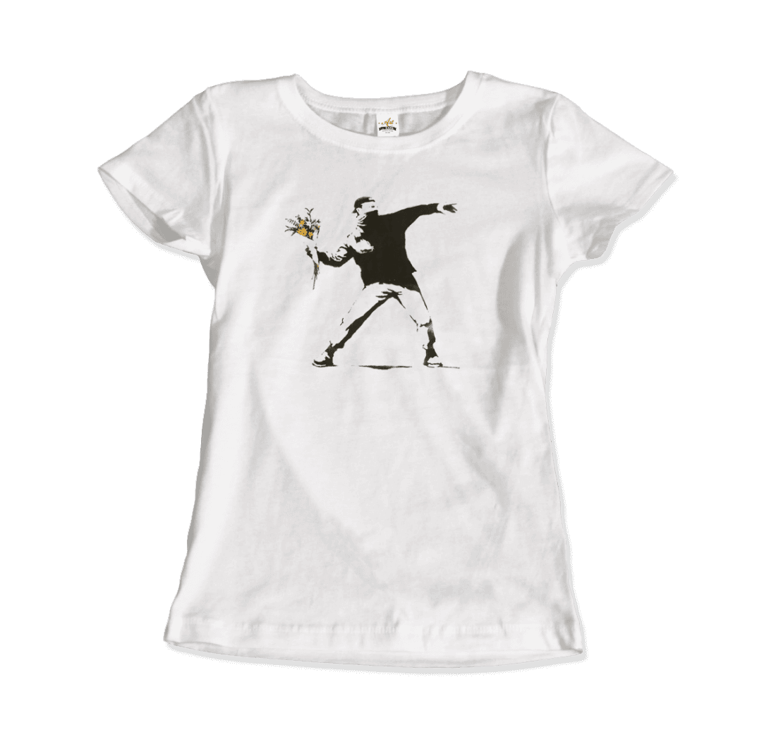 Banksy Flower Thrower Artwork T-Shirt - HAWI SHOPPING