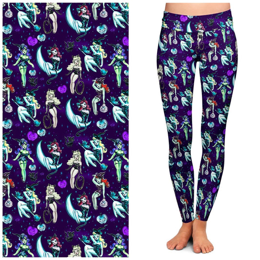 "Vintage Witches" Dark Leggings by Miss Fluff x Lipstick & Chrome - HAWI SHOPPING