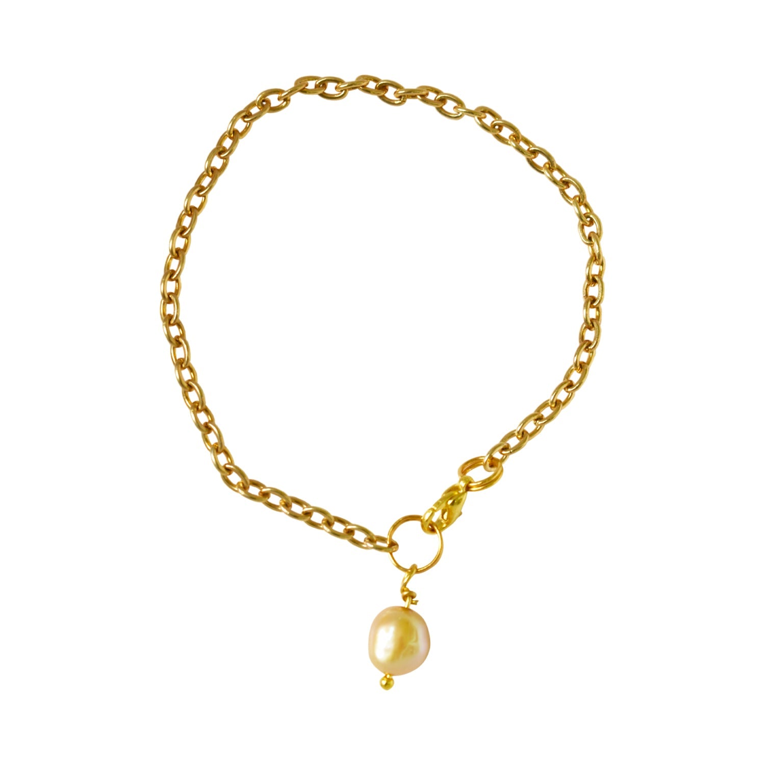 Gold freshwater pearl adjustable bracelet or anklet on gold plated chain | by Ifemi Jewels - HAWI SHOPPING